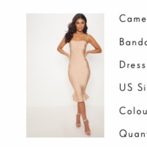 NWT - Camel Frill Hem Bandage Midi Dress